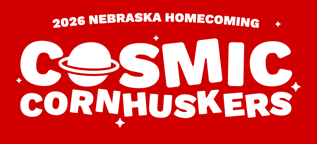 2025 Nebraska Homecoming Cosmic Cornhuskers gif with stars moving