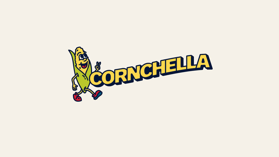 Corn character with Cornchella wording