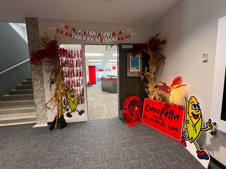 A homecoming door decorating display in Canfield
