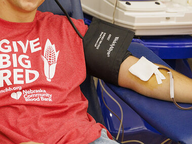 Homecoming blood drive in the Nebraska Union. October 2022.